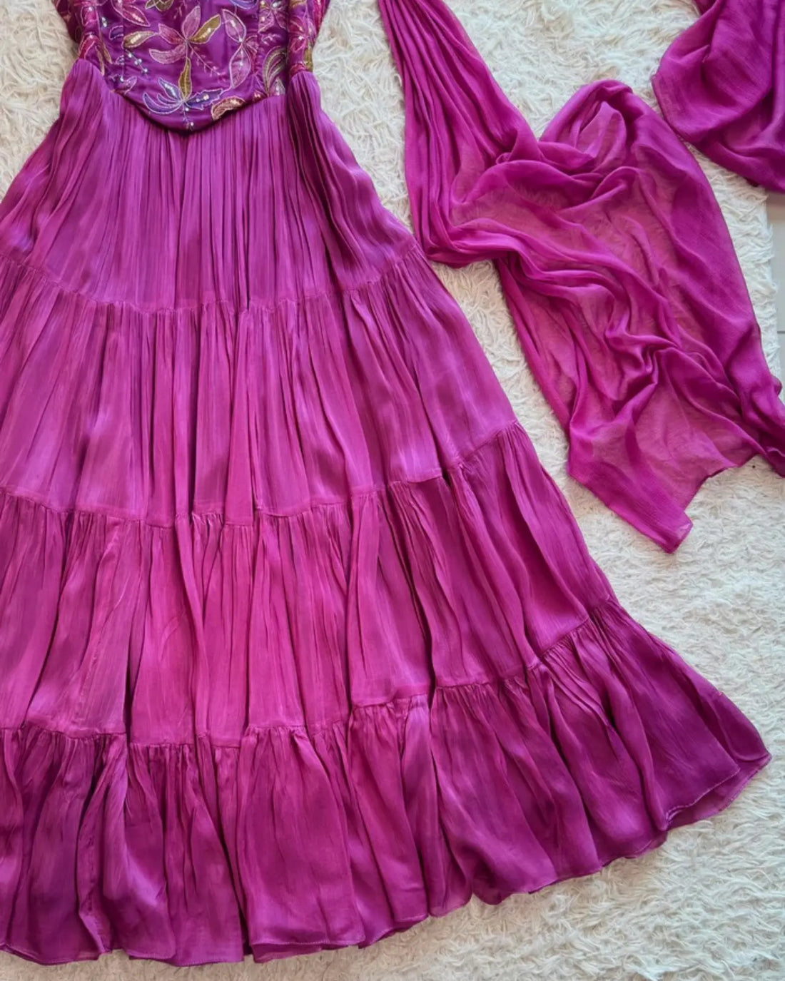 Lilac Tabby Silk Corset Anarkali Set - view 3