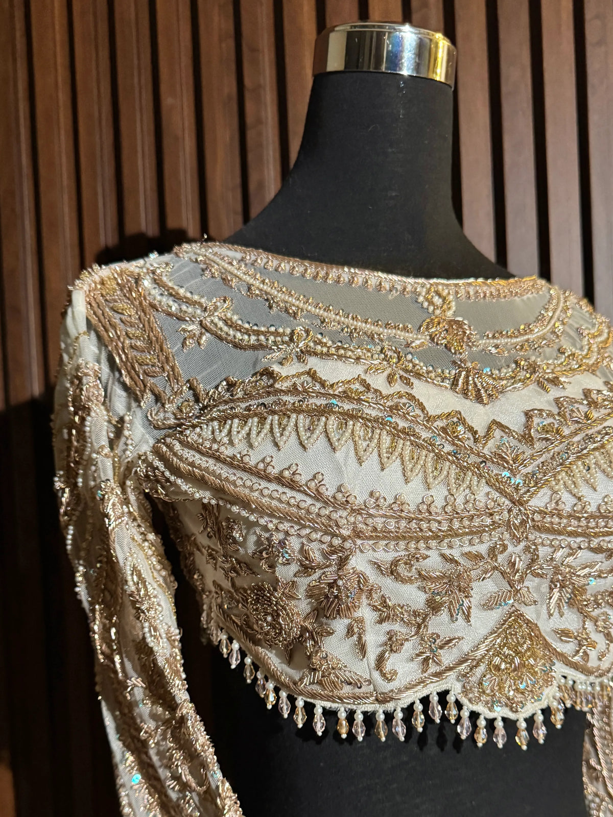 Nooré Zardosi: Luxe Couture Blouse in Champagne Gold - view 5