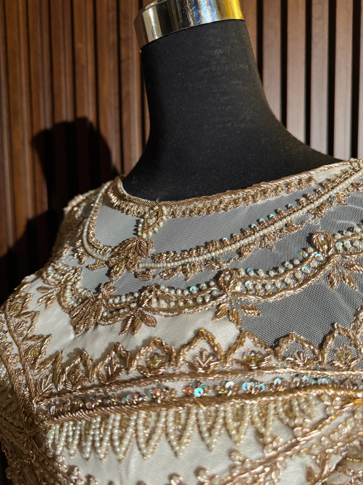 Nooré Zardosi: Luxe Couture Blouse in Champagne Gold - view 7