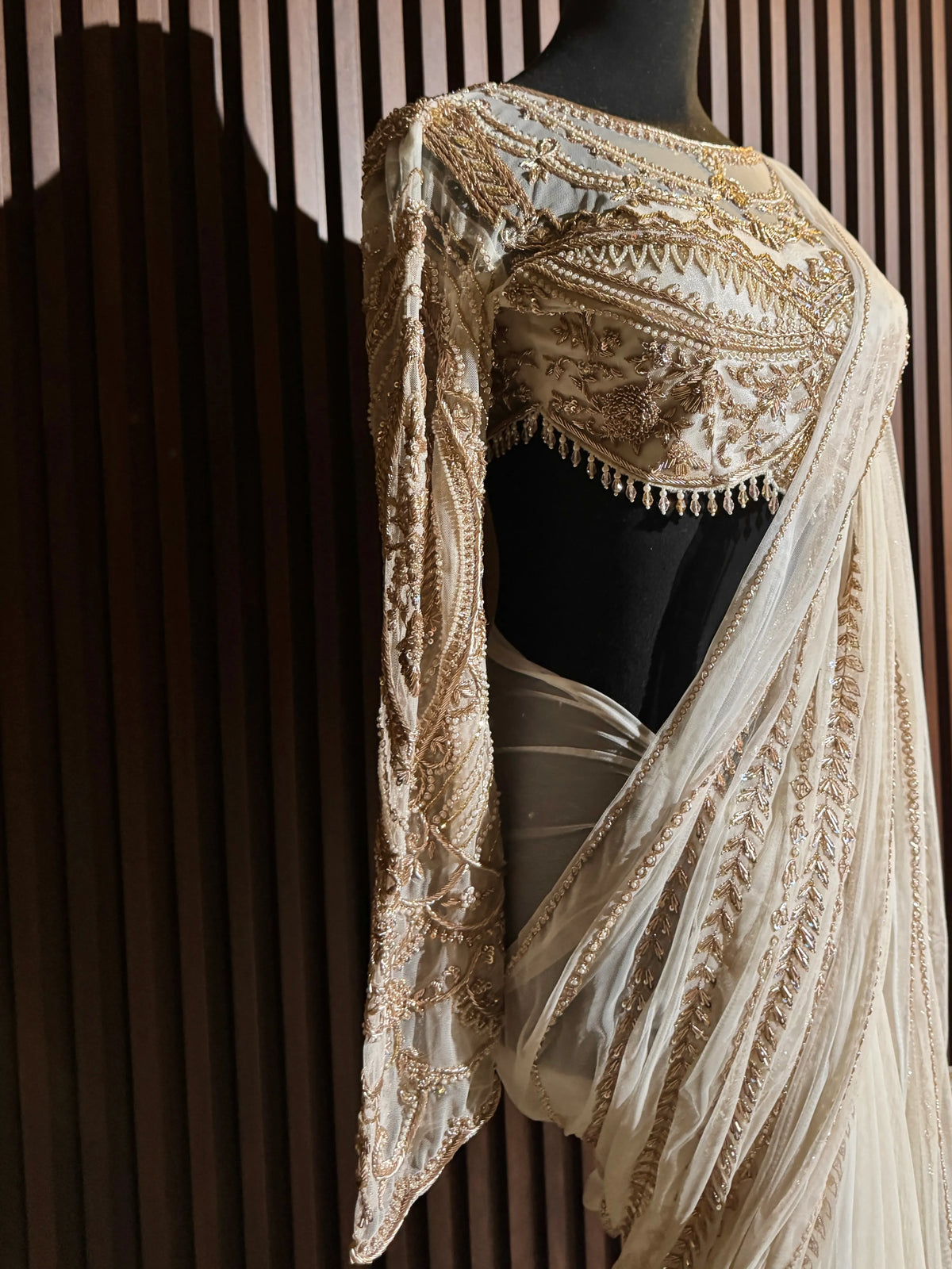 Nooré Zardosi: Luxe Couture Blouse in Champagne Gold - view 4